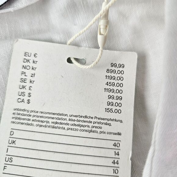 ESPRIT Button Minimalist 10 Belted Midi Shirt Dress 100% Cotton White W/Slip NWT - Picture 6 of 12